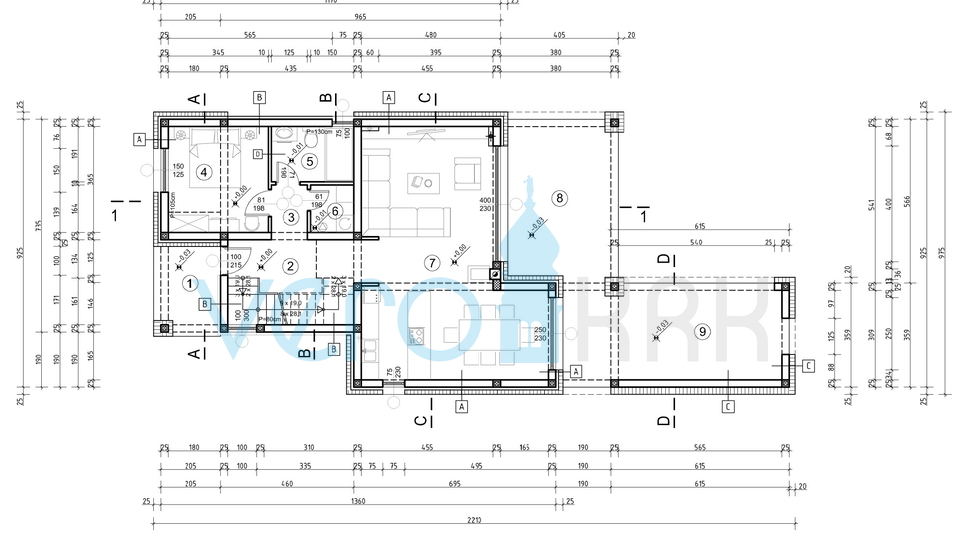 Krk grad, građevinsko zemljište 2990m2,  panoramski pogled, projektna dokumentacija, odlična lokacija, prodaja